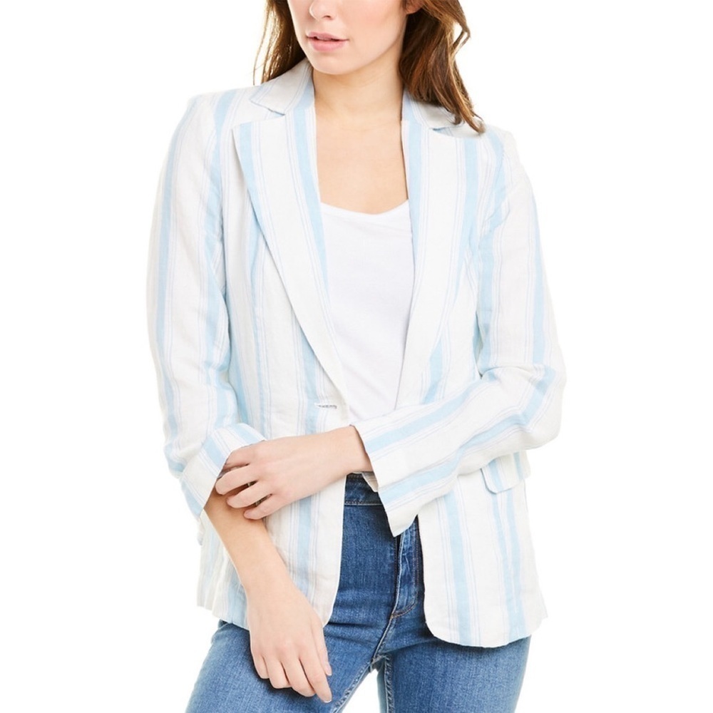 Nwt Frame Blue Stripe Linen Blazer